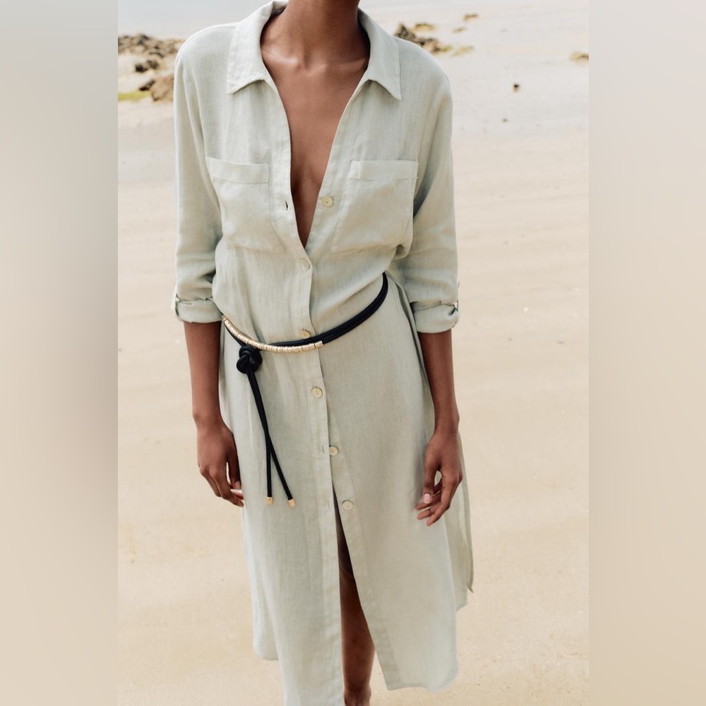 NWOT ZARA TUNIC LINEN DRESS SIZE S OVERSIZED - Picture 3 of 17